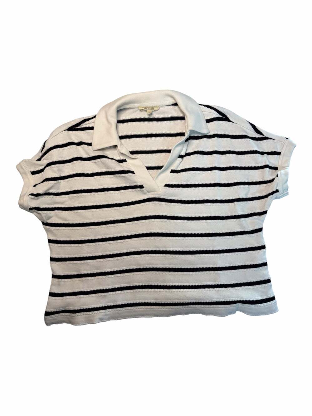 Madewell Relaxed V-Neck Polo Sweater in Stripe Size XS